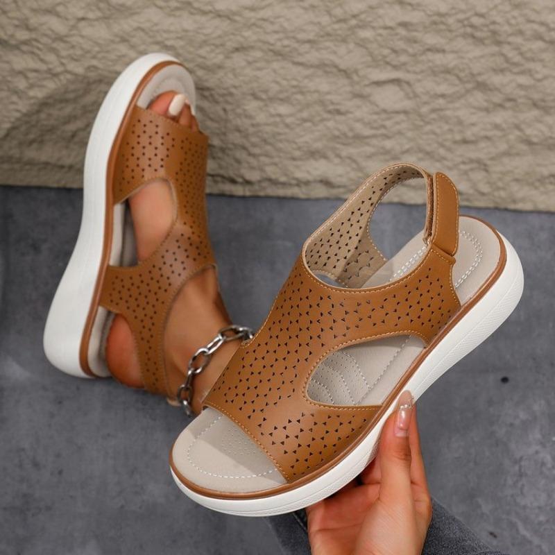 

Сандалии, Женская Повседневная Обувь Легкие Ретро Клиновидный Каблук Удобные Сандалии 43 светло-коричневого