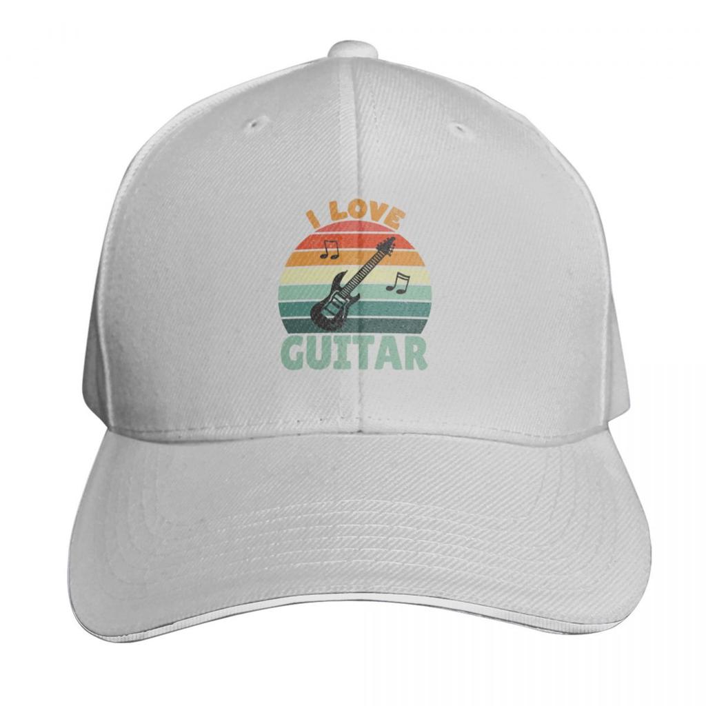 I Love Guitar  Vintage Sunset Silhouette Design Baseball Cap Funny hats Anime fashionable fun hats Luxury Women Unisexs
