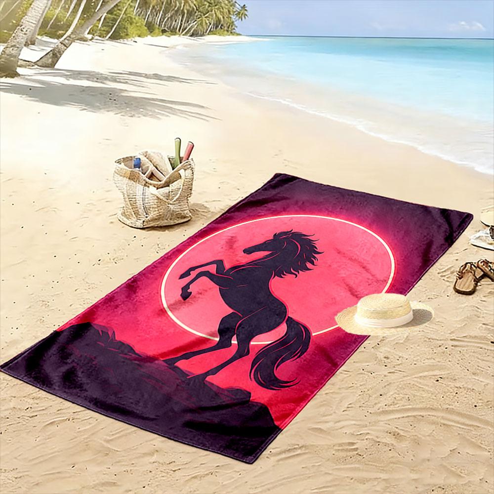 Majestic silhouette under moonlight Print beach towel, quick drying, suitable for travel, outdoor sports, jogging, the beach and swimming, gift