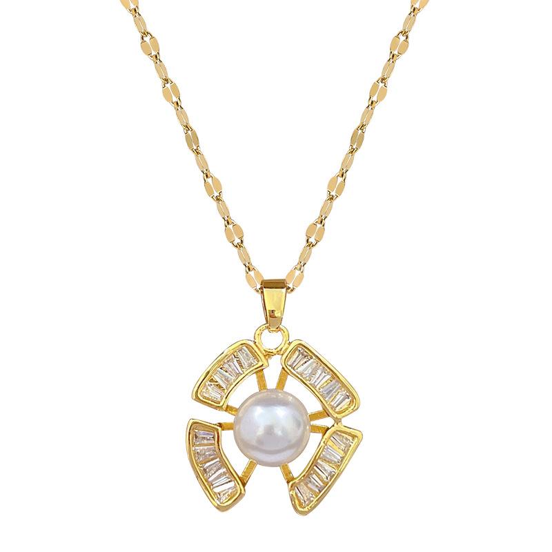 Necklace Earrings Set Light Luxury Full Of Diamonds Irregular Pearl Personality Temperament Banquet Earrings Item Group