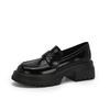 Thick-soled small leather shoes style black college thick heel student simple single shoes round head