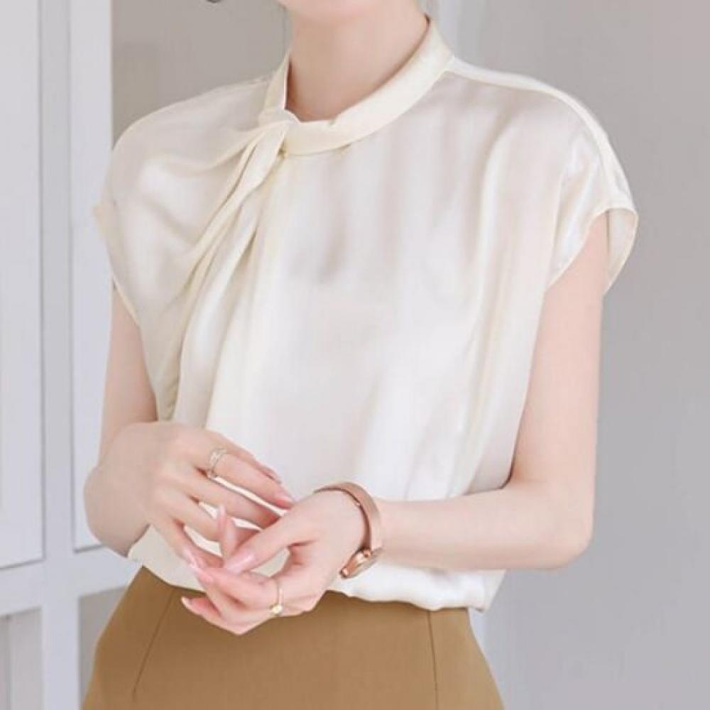 Navava Vintage Elegance Shirred Cap Sleeve Blouse Nb2805