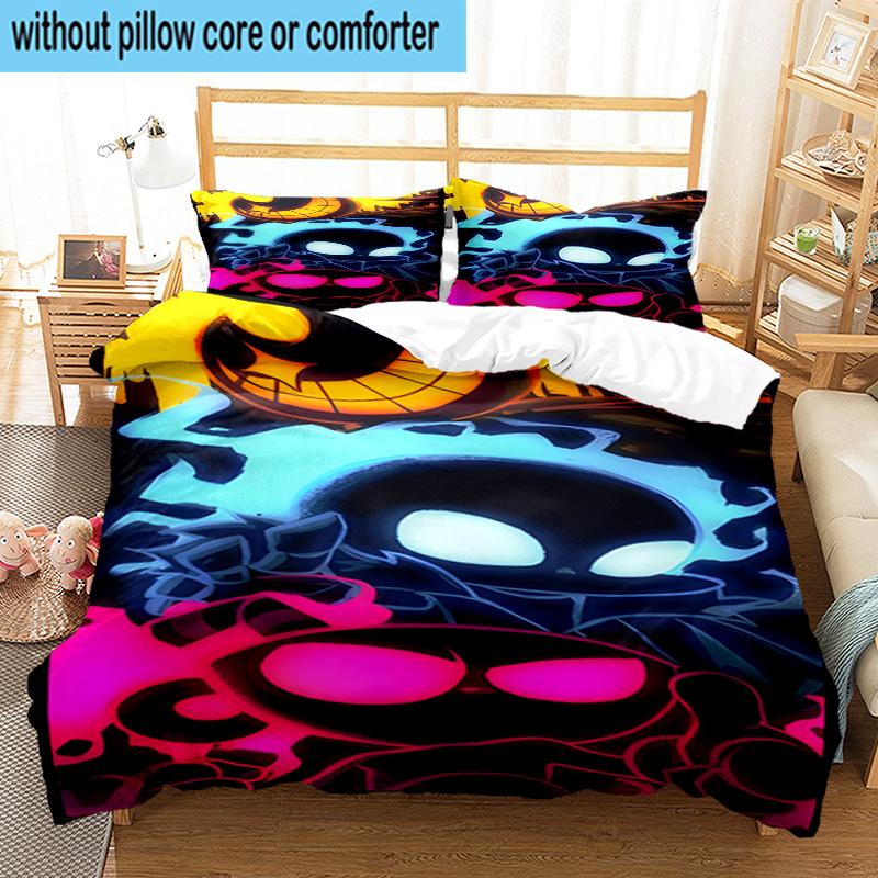 3PCS Cup-head And Mugman Adventure 3pcs Bedding,Including 3PCS Duvet Cover And 2pcs Pillowcases Perfect for Christmas,Ideal for Bedroom, Dormitory