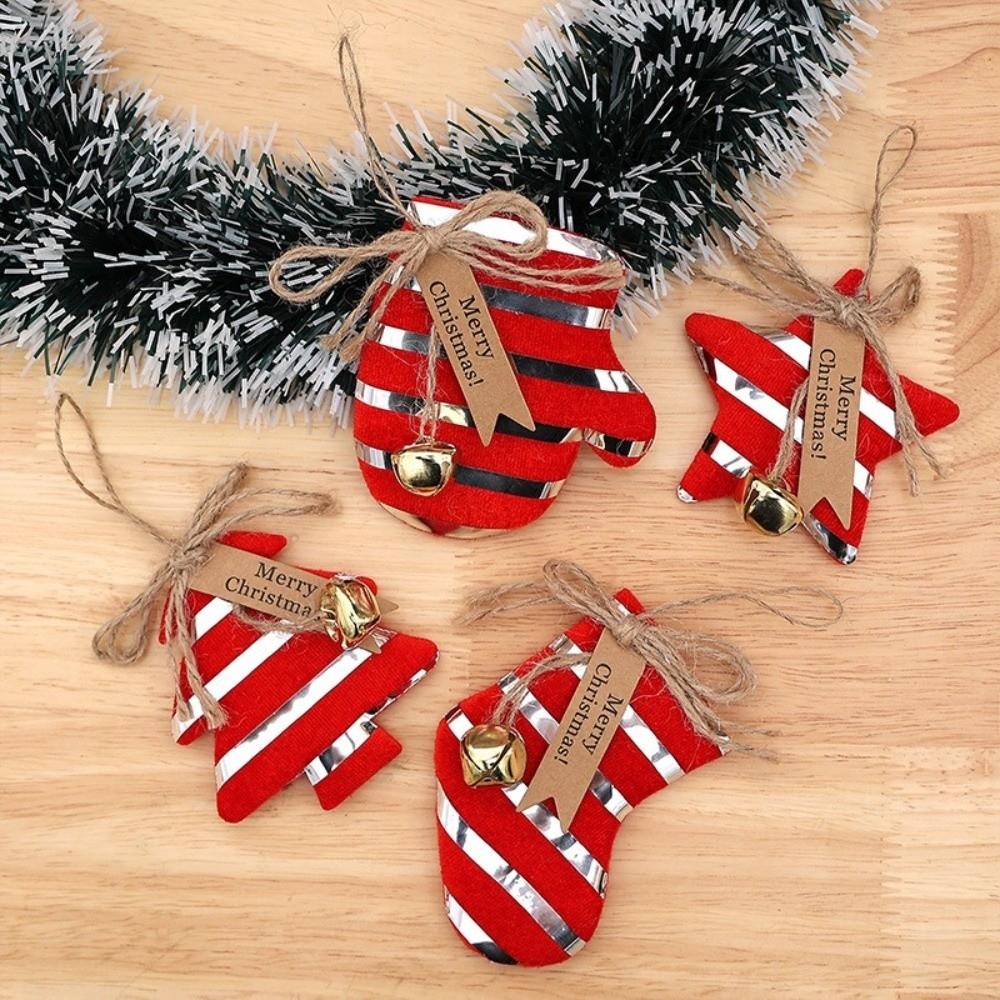 4pcs/set Mini Size Christmas Tree Decoration Hanging Design Decorative Shape Pentagram Hanging Decoration