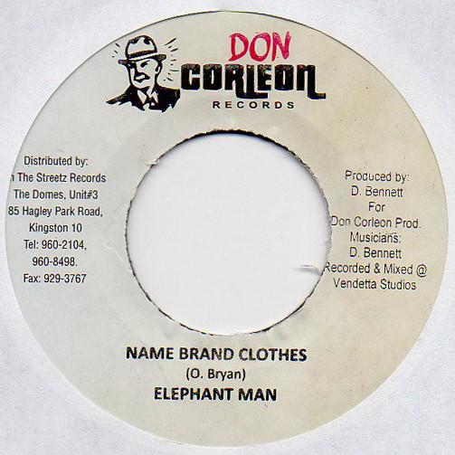 

7-дюймовая пластинка ELEPHANT MAN - Name Brand Clothes NONE Don Corleon Rec 2008 Ямайка Регги, Ска и Даб Б/у