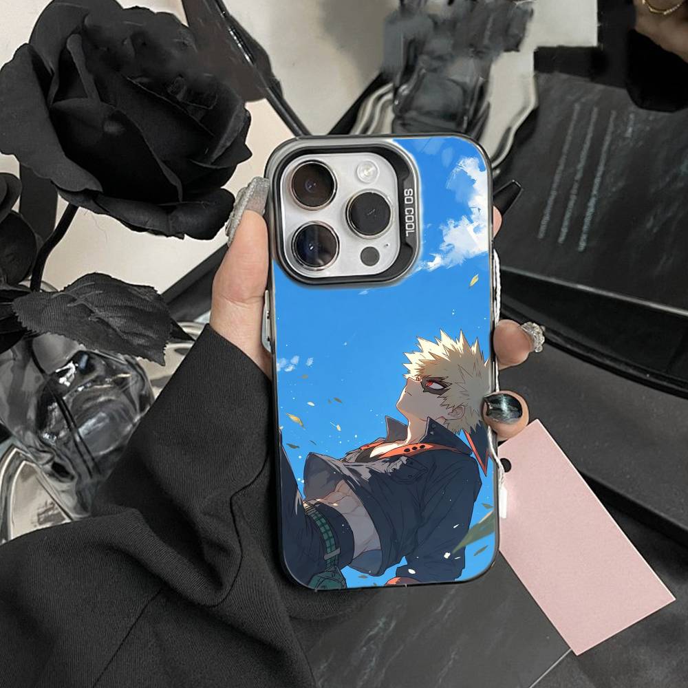 Katsuki Bakugo Hero Academia Phone Case For iPhone17, 16,15,14,13,12 Pro Max Black Candy Matte Shockproof Cover