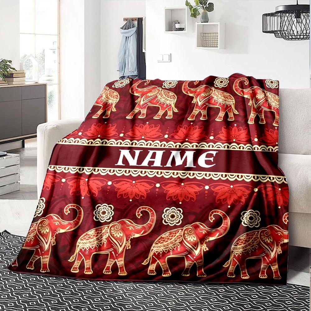 Exquisite Elephant Design Home Customize Your Name Blankets Soft Cozy And Lightweight For All Seasons Perfect For Picnics Sofa Relaxation Office