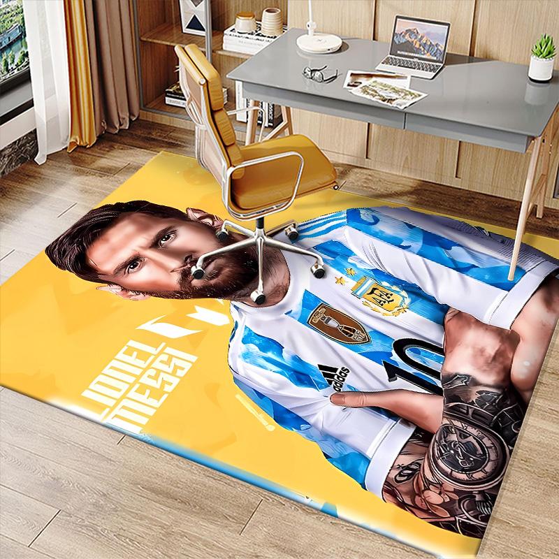 Football Star Messi Printed Absorbent Washable Carpet, Non-Slip Bathroom Mats, Kitchen Rugs, Yoga Mat,Living Room Entrance, Camping Picnic Rugs