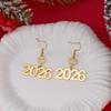 Minimalist Stainless Steel Number 2026 Pendant Drop Earrings For Women Men Gold Color Star Heart Earring New Year Jewelry Gift