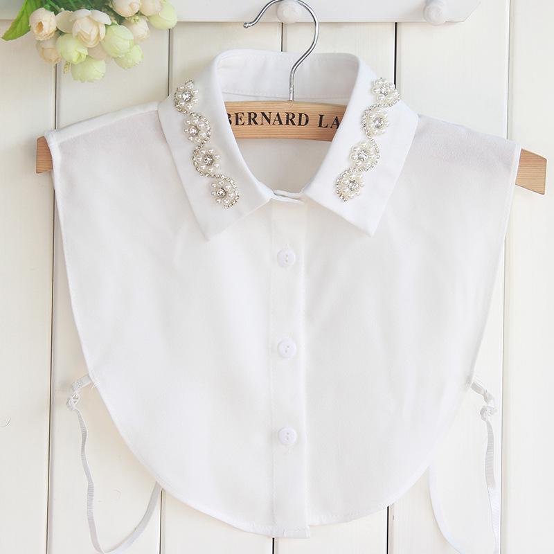 Korean Style Beaded Plum Blossom False Collar for Women - Chiffon Shirt Collar for Autumn  Winter