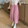 Luxury Long Pleated Skirts for Women Spring New Elegant Office Ladies Chic Elastic Band Fashion A Line Midi Skirt