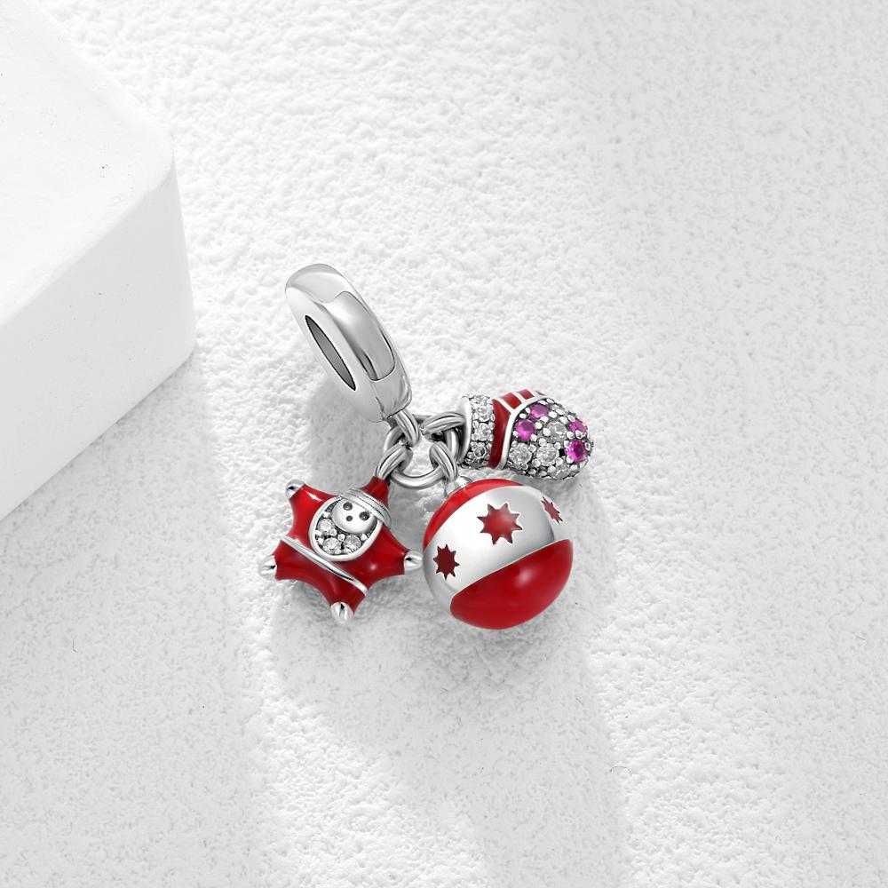 Copper Snowman Bead Christmas Clock Pendant Fit European Women'S Bracelets Diy Accessories Christmas Gifts Jewelry