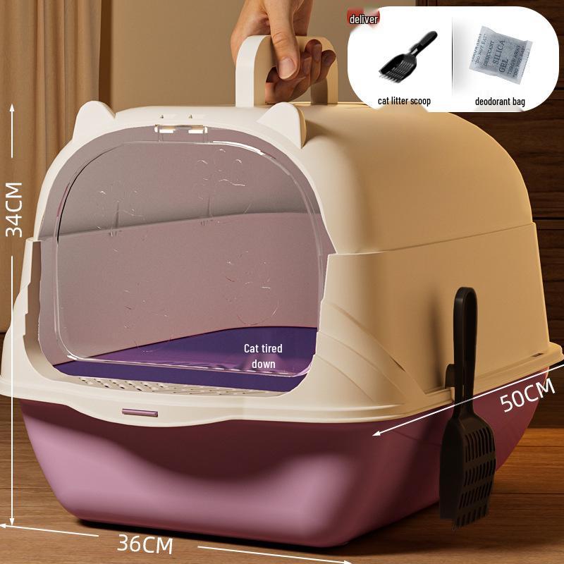 Caja de Arena para Gatos Extra Grande a Prueba de Olores Cerrada con Bandeja Anti-Salpicaduras Removible