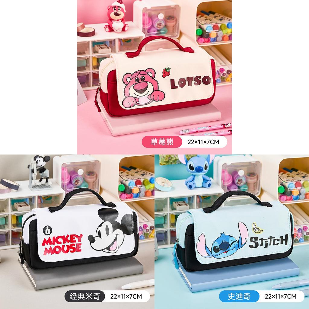 Mickey Mouse Large Capacity Double Layer Pencil Case With Cartoon Design For Kids And Students