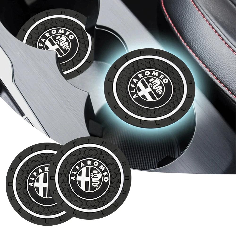 Car Sticker For Alfa Romeo 159 147 1/2pcs Car Coasters Silica Gel Water Cup Mat Valve Non-slip Pad For Alfa Romeo Giulia Stelvio cdr563