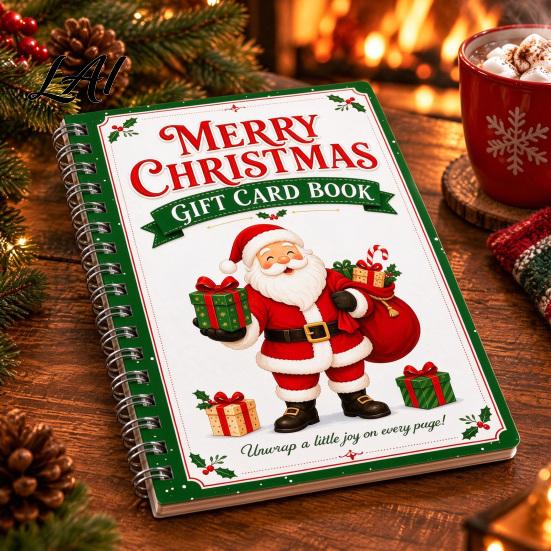 Secret Santa Gift Idea Christmas Card Book 14 Pages DIY Booklet Spiral-Bound Merry Holiday Holder College Survival Kit Greeting Book for