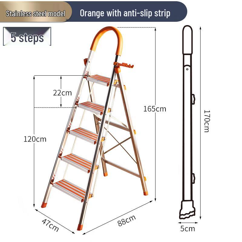 KODENOR Stainless Steel Folding 5-Step Ladder