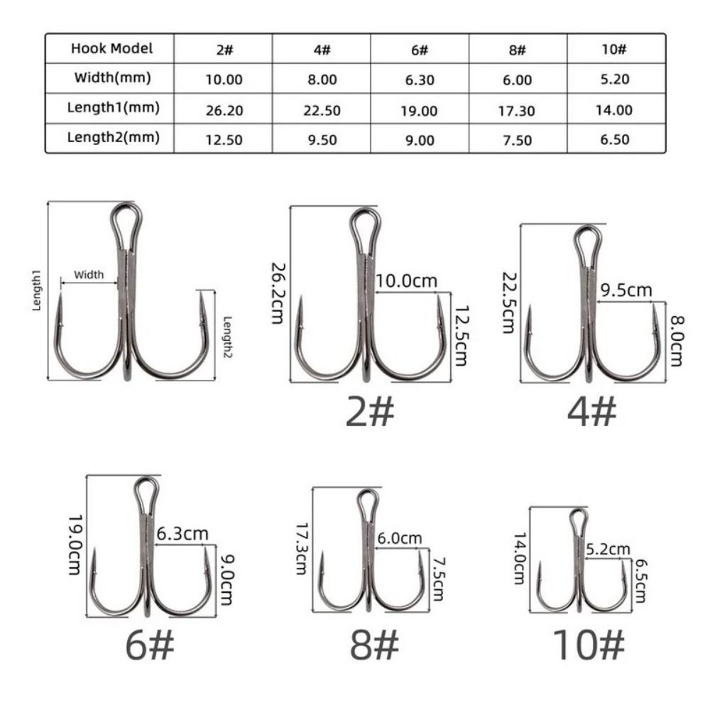 50Pcs/Box Barbed Treble Fishing Hook Iron Three Claw Fishhook Triple Fishing Hook  Fishing Tool