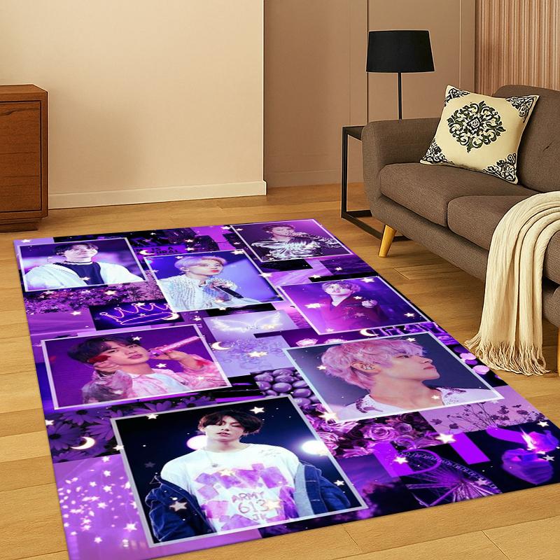 Fashion B-BTS Kpop Soft Area Rug for Bedroom Living Room Sofa,Non-Slip Carpet for Kids,Cozy Floor Mat Doormat Home Decor