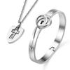 Lock Bracelet & for Key Necklace Set Heart Bangle for Men Women Couple for Titanium Steel Jewelry for Wedding Anniversar