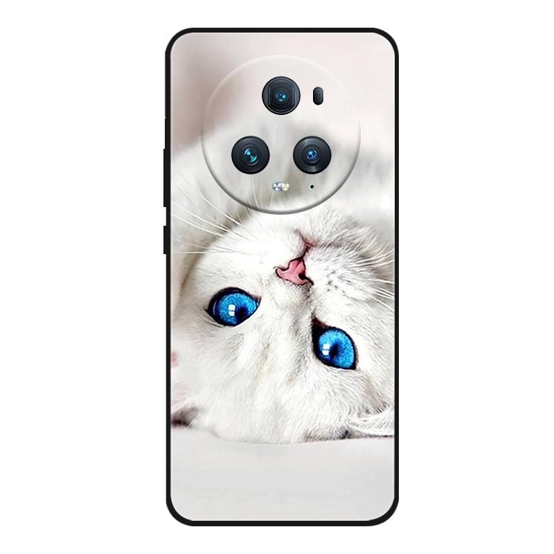Funda For Honor Magic 5 Pro Phone Case Cute Cartoon Cat Black Silicone Soft Back Cover Case For Honor Magic5 Pro Case PGT-AN10