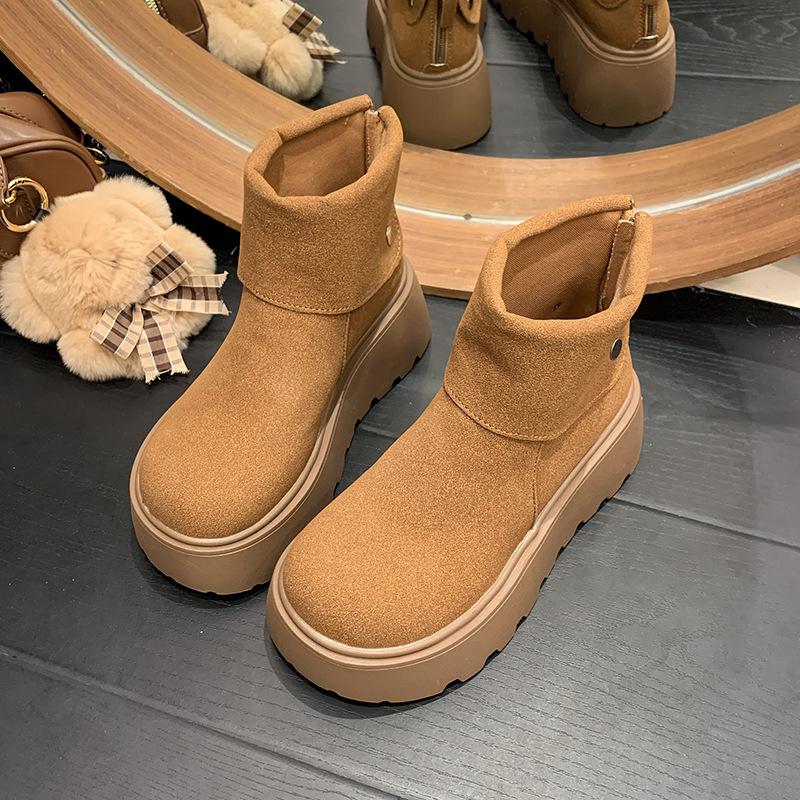 

White retro small thick-soled heightening Martin boots women s 2025 new autumn thin versatile short boots 40 верблюд