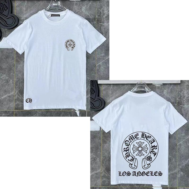 

D51 CHROME HEARTS 2026 Summer New High Quality Cotton Round Neck Loose Large Size Men s and Women s T-shirt Couple T-shirt XL білий