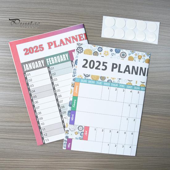 2025 Yearly Wall Calendar Full Year Annual Wall Calendar In One Page 12 Month Planner with Stickers for Office School Supplies