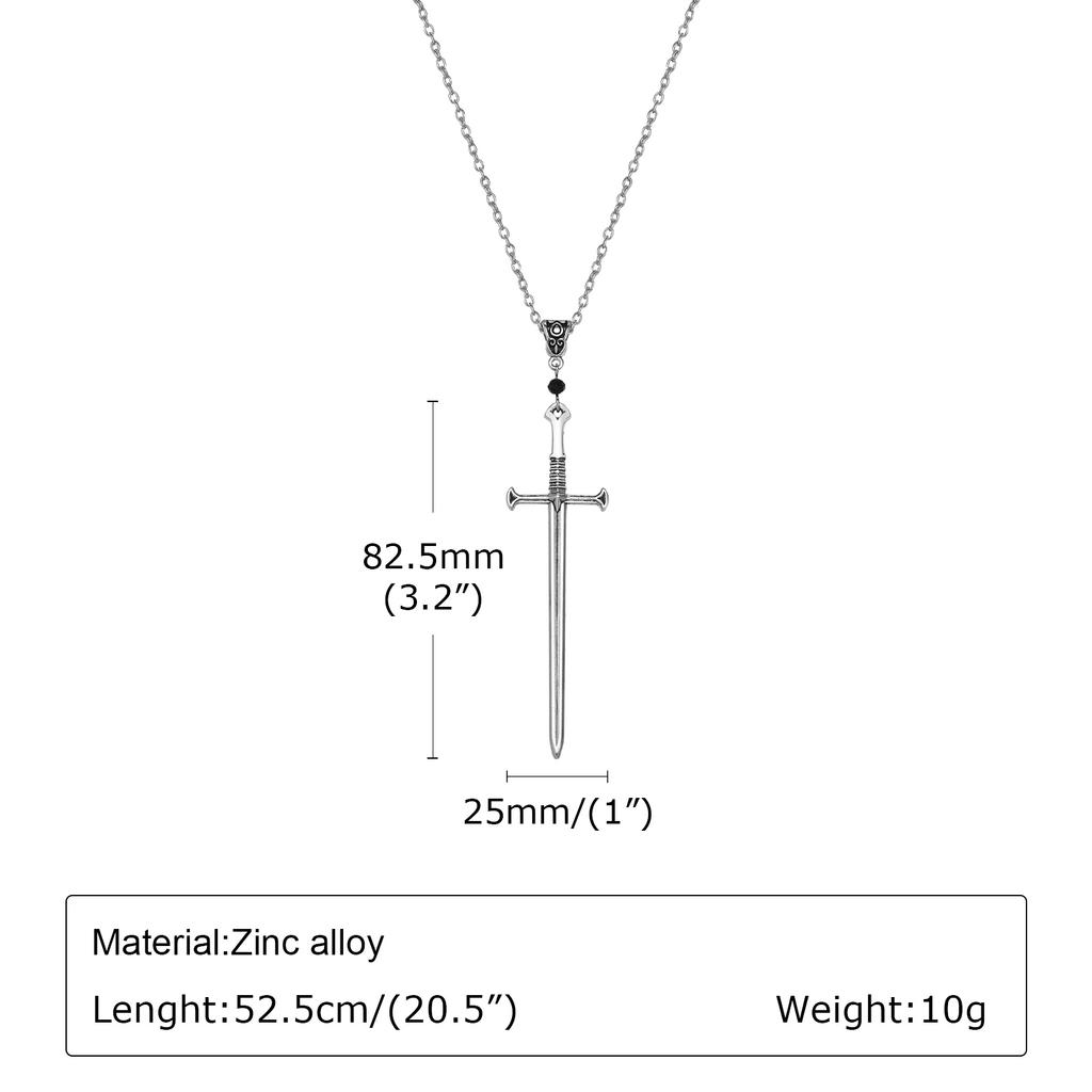 Man's Punk Rock Cross Sword Pendant Necklace, Long Knife Shaped Stainless Steel Necklace, Vintage Gothic Jewelry