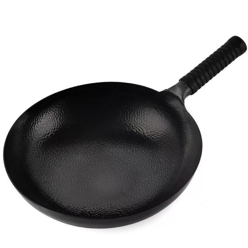 Jinweide 32cm Tradycyjny żelazny wok kuty ręcznie z pokrywką