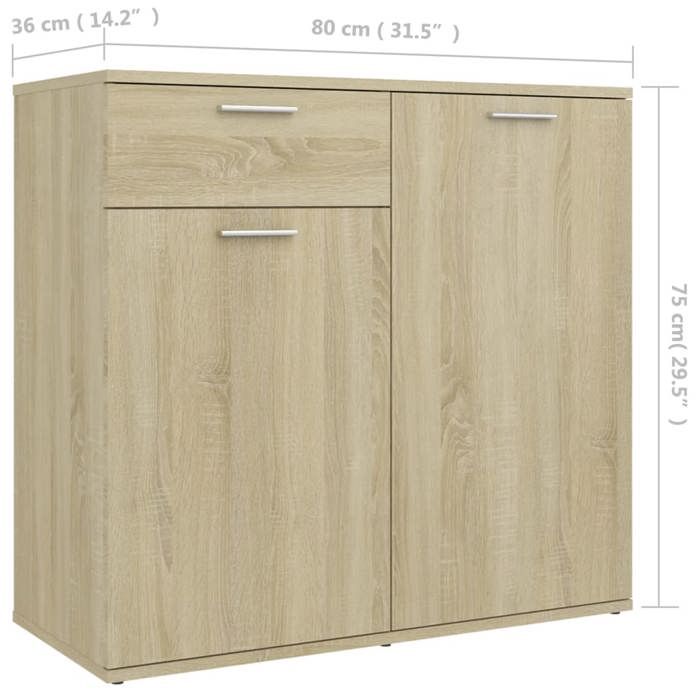 VidaXL Buffet Sonoma Oak 80x36x75 Cm Engineered Wood 805773