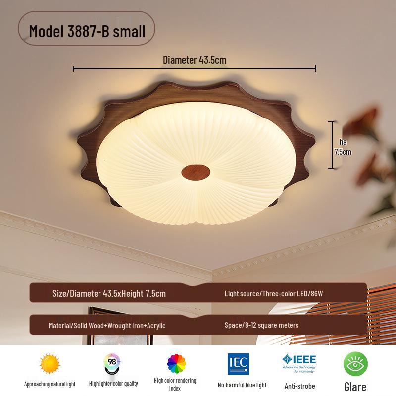 

Mid-Century French Retro Solid Wood Ceiling Light for Bedroom or Study