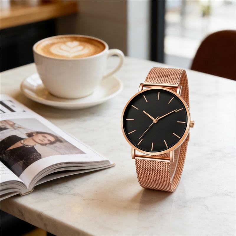 Herrenmode Ultra Dünne Uhren Einfache Herren Business Edelstahl Netzarmband Quarz Uhr Lässige Uhr Für Mann