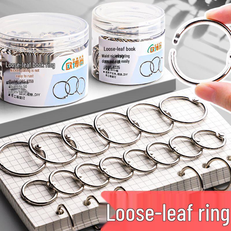 

Loose-Leaf Iron Ring Binding Clip for Cards and Notebooks Metal Mixed 30 pcs (20+30+40mm)