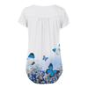 Women's Summer Short Sleeve Round  Neck Top Floral Butterfly Print Top