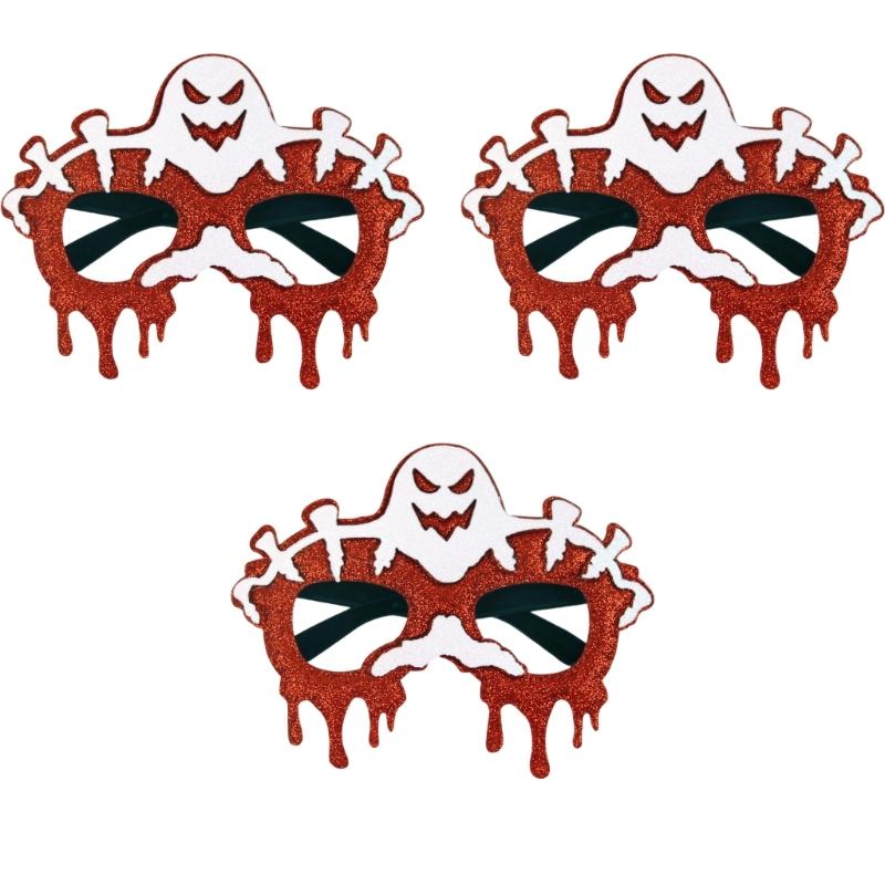 Pack of 3 Halloween Party Eyewear Pumpkin Bat Skull Decorations Comfortable Fit Glasses Accessories For Kids Adults