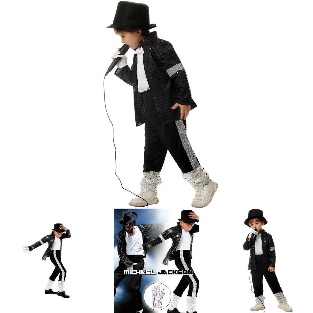 Mj Michael Jackson Cosplay Costume For Kids With Print For Stage Dance Performance