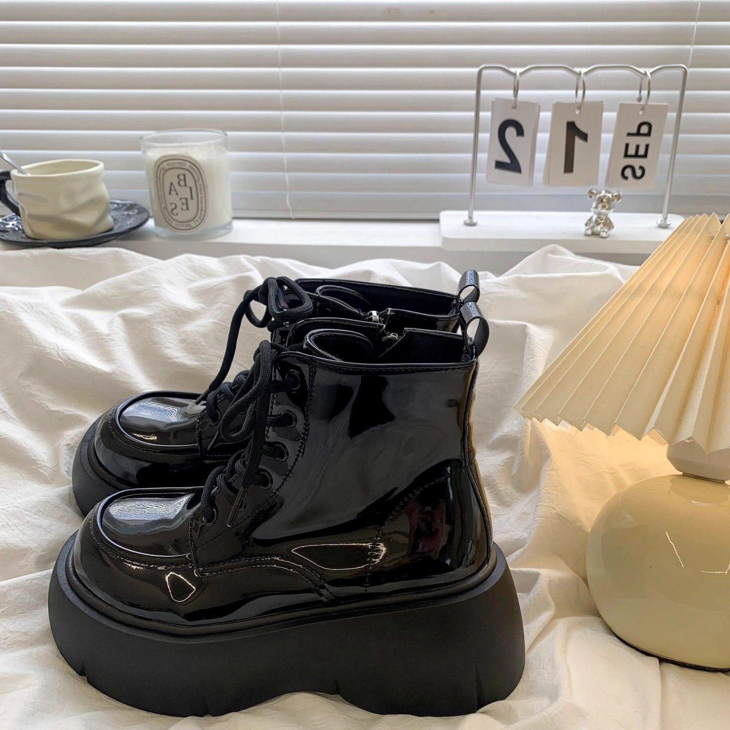 

Dwarf s Joy Ретро кожаные ботинки Мартин на шнуровке для женщин - Осень 2025, Универсальные на толстой подошве в британском стиле, Сочетаются с юбками 37