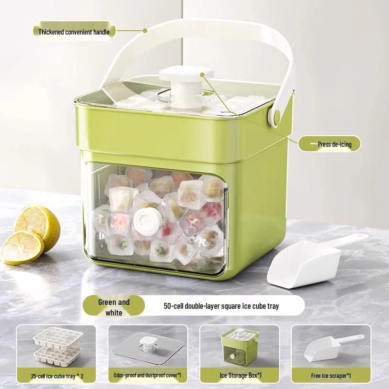 Handheld Ice Cube Mold with Food-Grade Freezer Storage for Homemade Ice