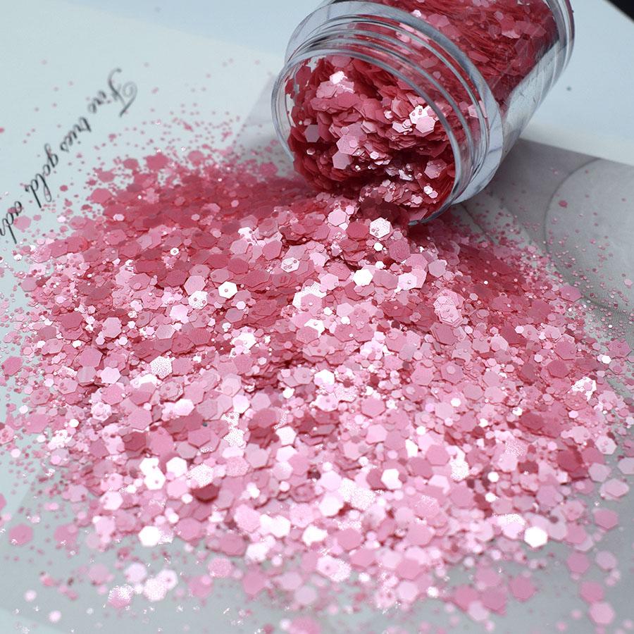 Bulk Fine Chunky Glitter Holiday Decoration Matte Pink Solvent Resistant Glitter for Epoxy Resin Nail Arts