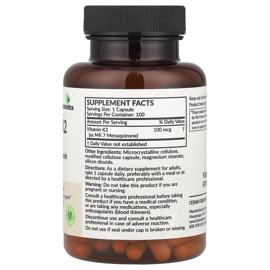 Vitamin K2 Mk-7, 100Mcg, 100 Veggie Capsules