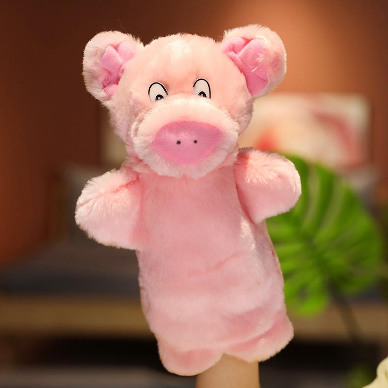 28m Cartoon Animal Plush Hand Puppet Kawaii Rabbit Cat Pig Tortoise Frog Owl Dog Monkey Plushie Interactive Story Prop Gift