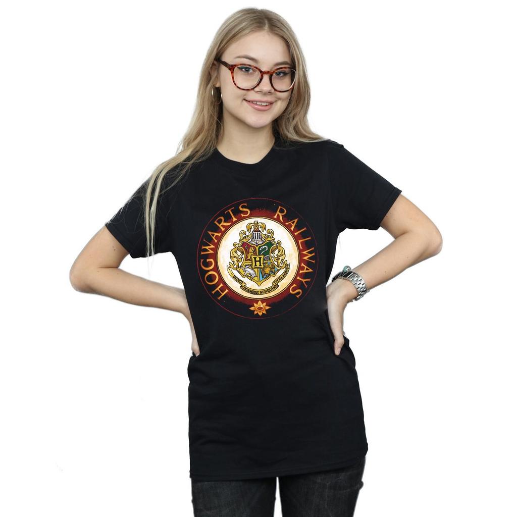 HARRY POTTER Womens/Ladies Hogwarts Rail Cotton Boyfriend T-Shirt