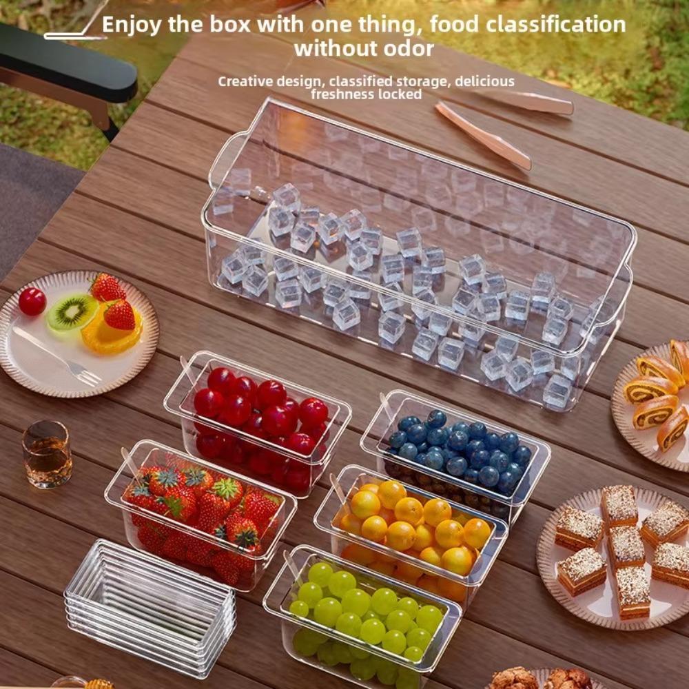 Ice Chilled 5 Compartment Condiment Server Organizer Garnish Tray with Lids Outdoor Clear Dispenser Removable Fruit Serving Tray