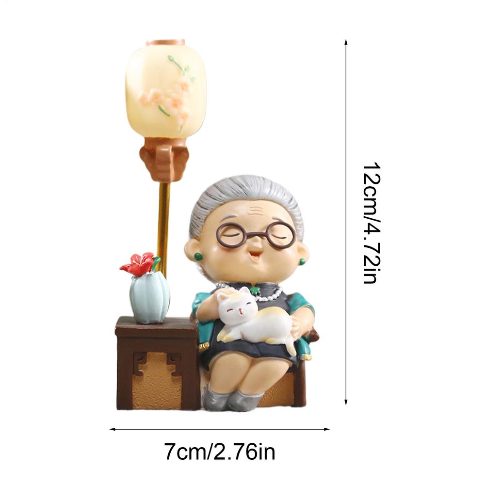 

Resin Elderly Couple Figurine Ornaments LED Light Wedding Desktop Decor Elderly Home Decor Romantic Figurine Sweety Lovers