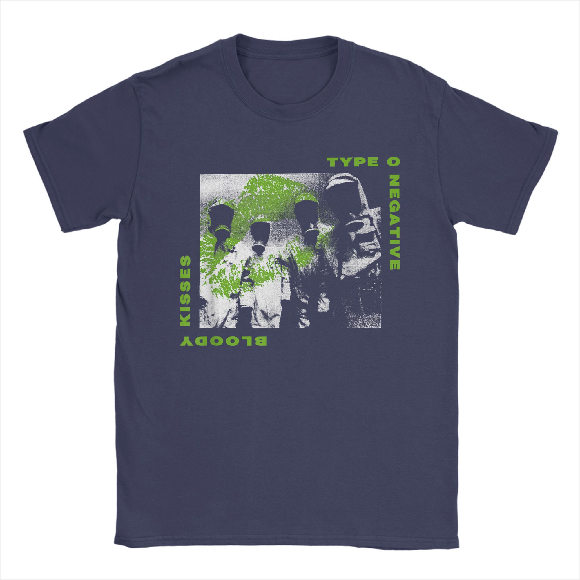 

Футболка Type O Negative Hazmat Kisses для мужчин из чистого хлопка, новинка, круглый воротник, полоса, музыкальный альбом, футболка, одежда, печать XXXXXL темно-синий