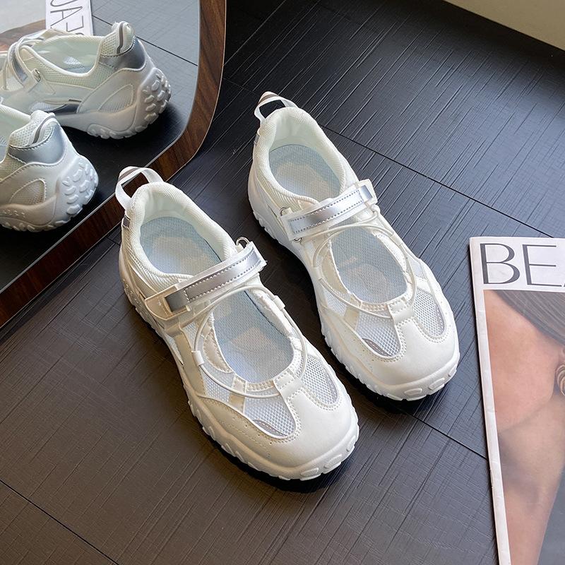 Super Fire Ballet Women 2025 Summer New Thick-soled Mary Jane Velcro Sports Mesh Breathable Single Shoes