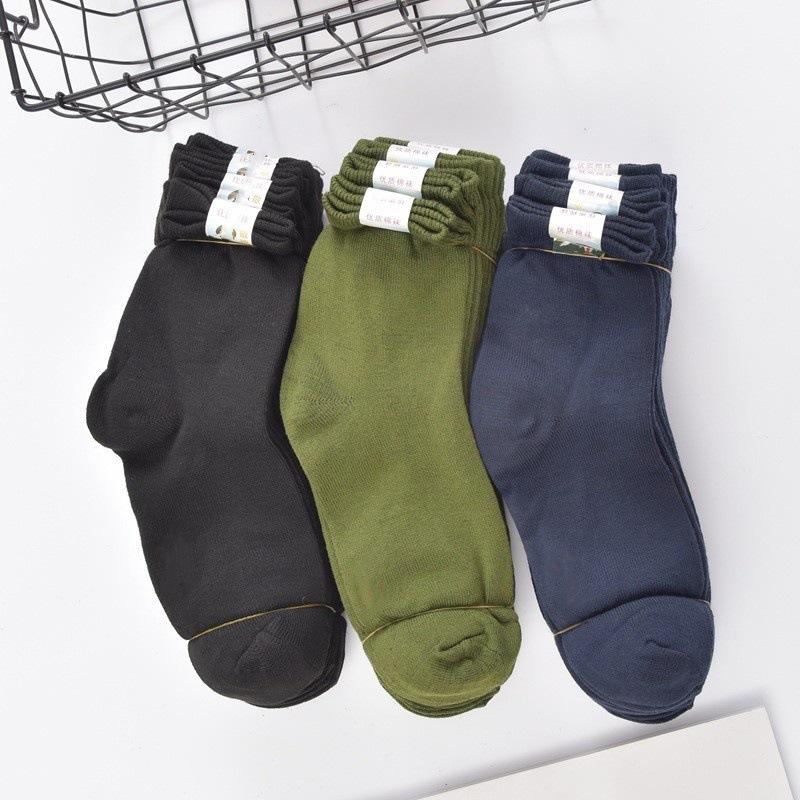 10 Pairs of Middle-aged and Elderly Men's Autumn and Winter Sweat-absorbing Military Green Sturdy and Wear-resistant Mid-leg Socks