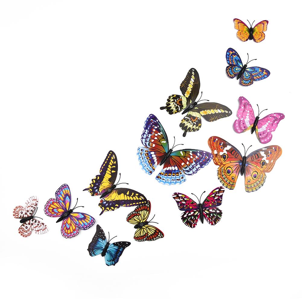 Butterfly Wall Stickers Office Living Room 12pcs Mirror Set Background