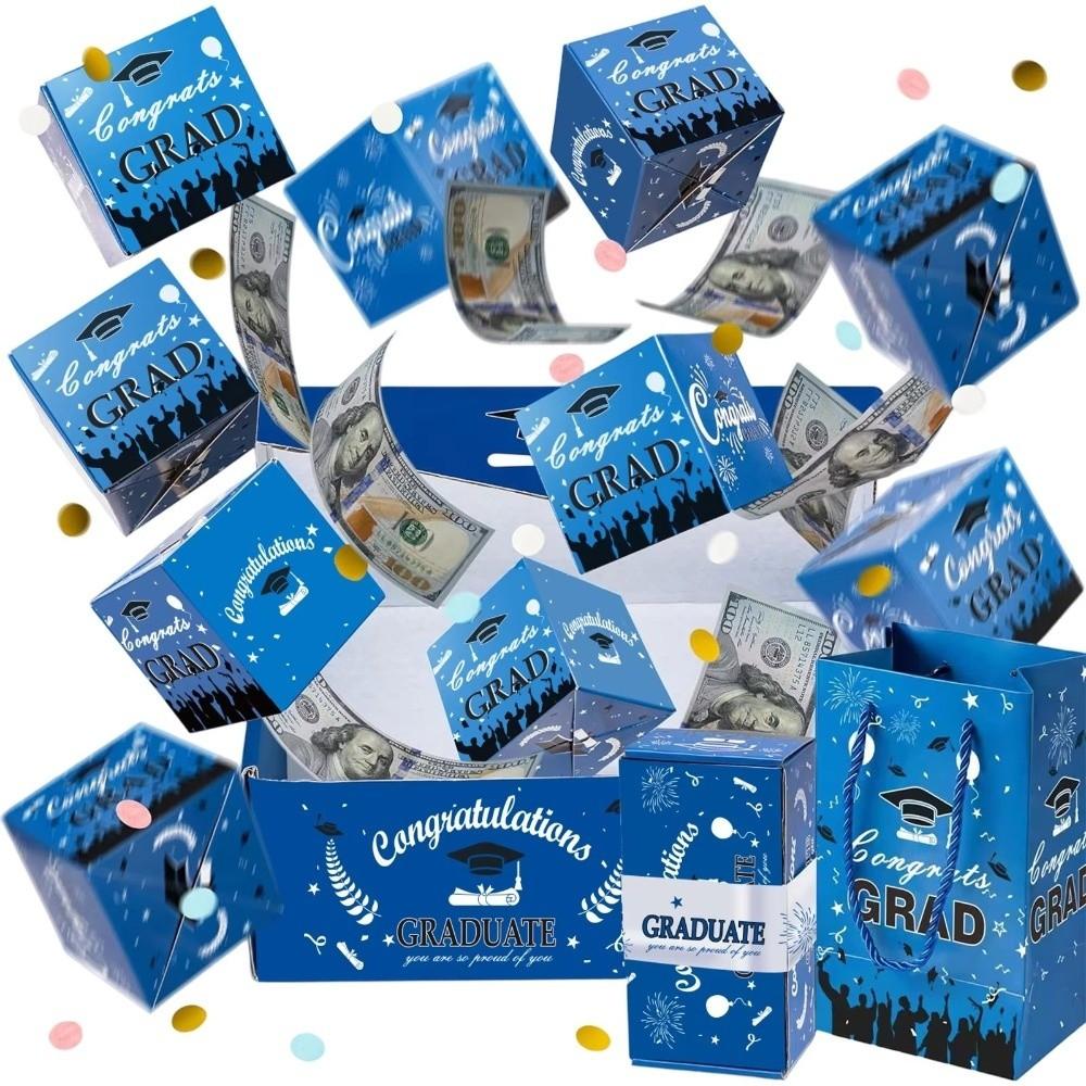 Wrapping Card Graduation Explosion Box Graduation Party Decoration Blue-6Pcs